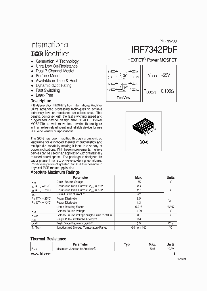 IRF7342PBF_1185213.PDF Datasheet