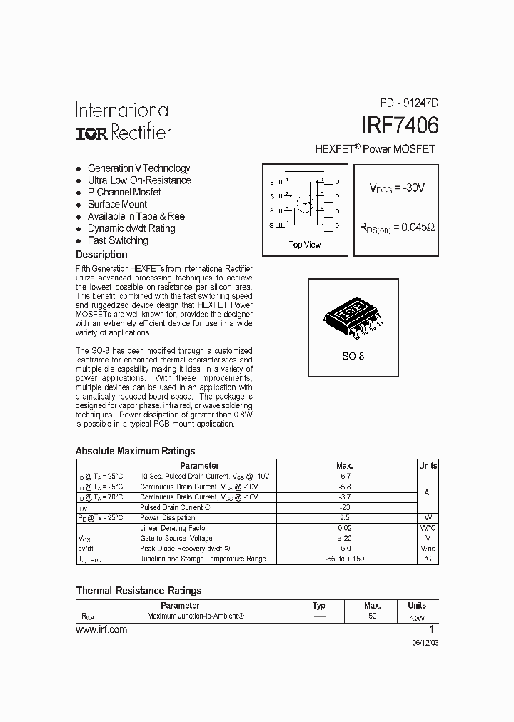 IRF7406_1255591.PDF Datasheet