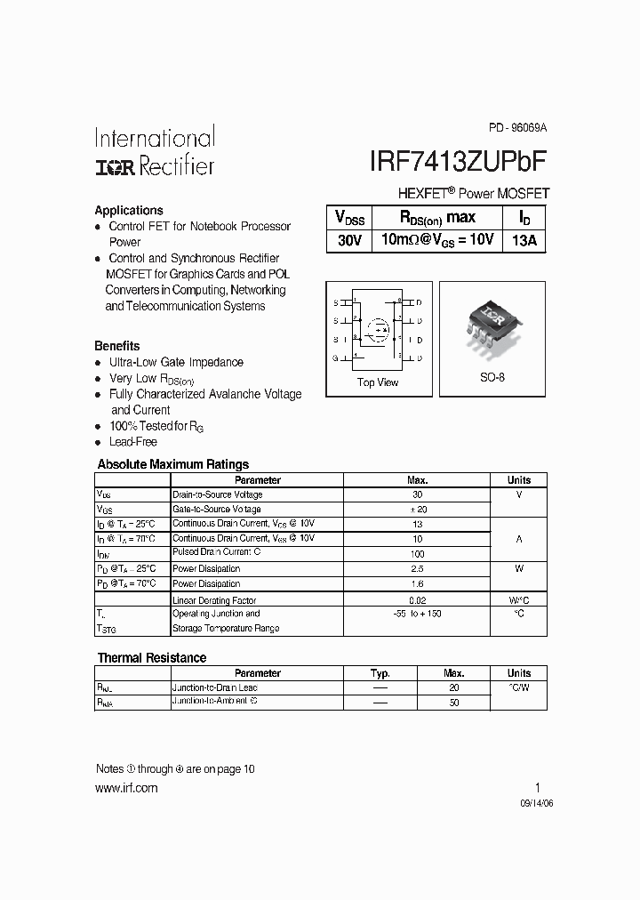 IRF7413ZUPBF_1255594.PDF Datasheet