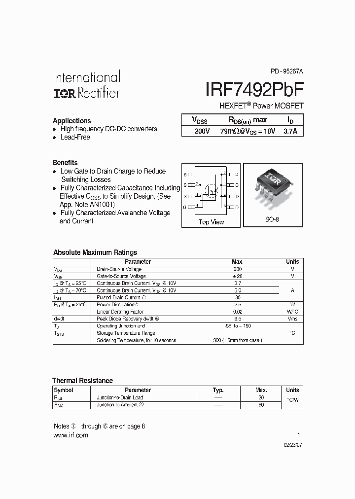 IRF7492PBF_1255632.PDF Datasheet