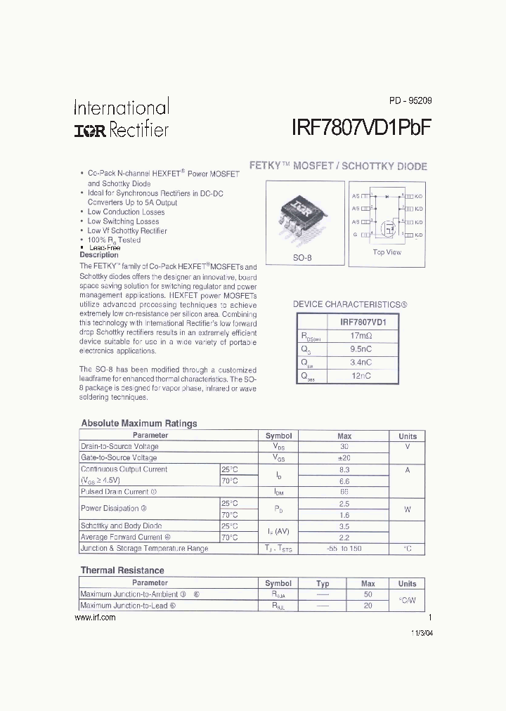 IRF7807VD1PBF_1255664.PDF Datasheet