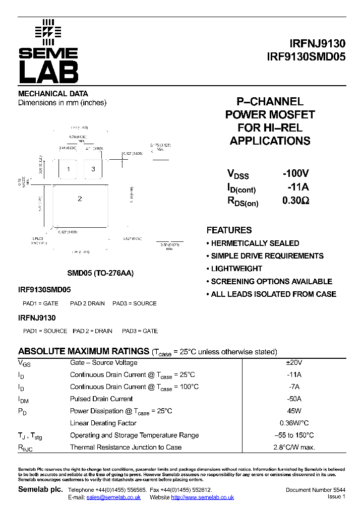 IRF9130SMD05_1060009.PDF Datasheet