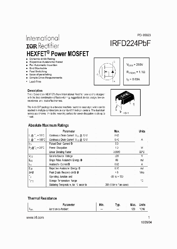 IRFD224PBF_1149795.PDF Datasheet