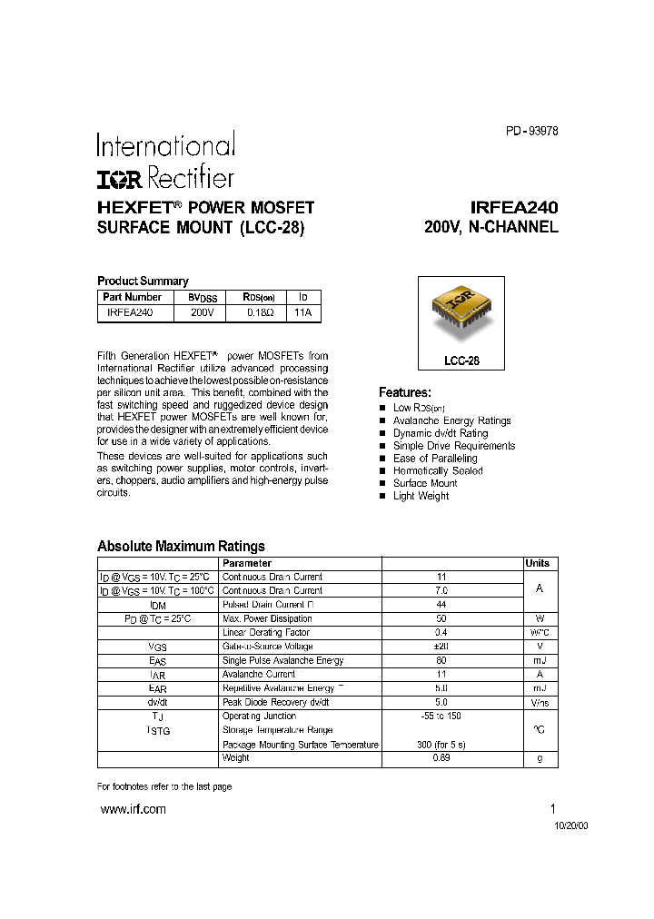 IRFEA240_1091093.PDF Datasheet
