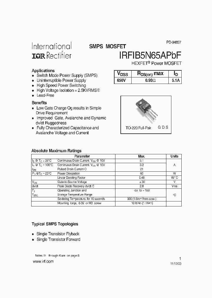 IRFIB5N65APBF_1172555.PDF Datasheet