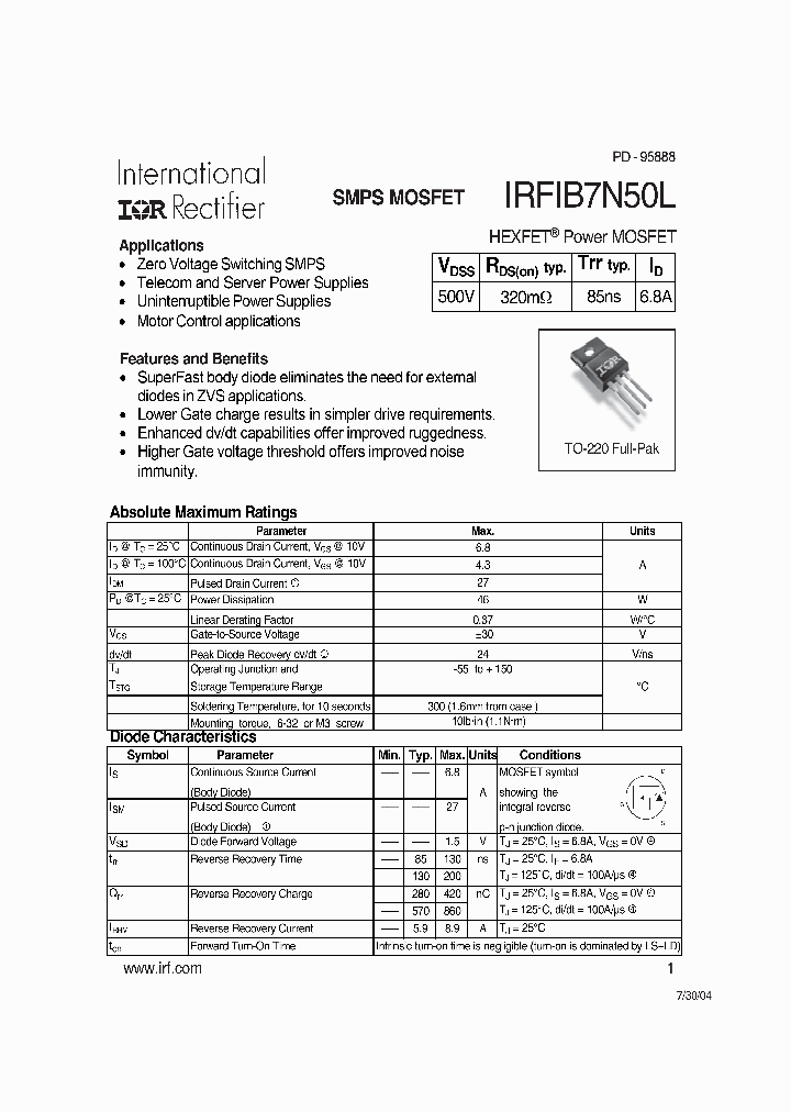 IRFIB7N50L_1255887.PDF Datasheet