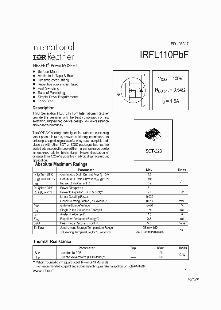 IRFL110PBF_709427.PDF Datasheet