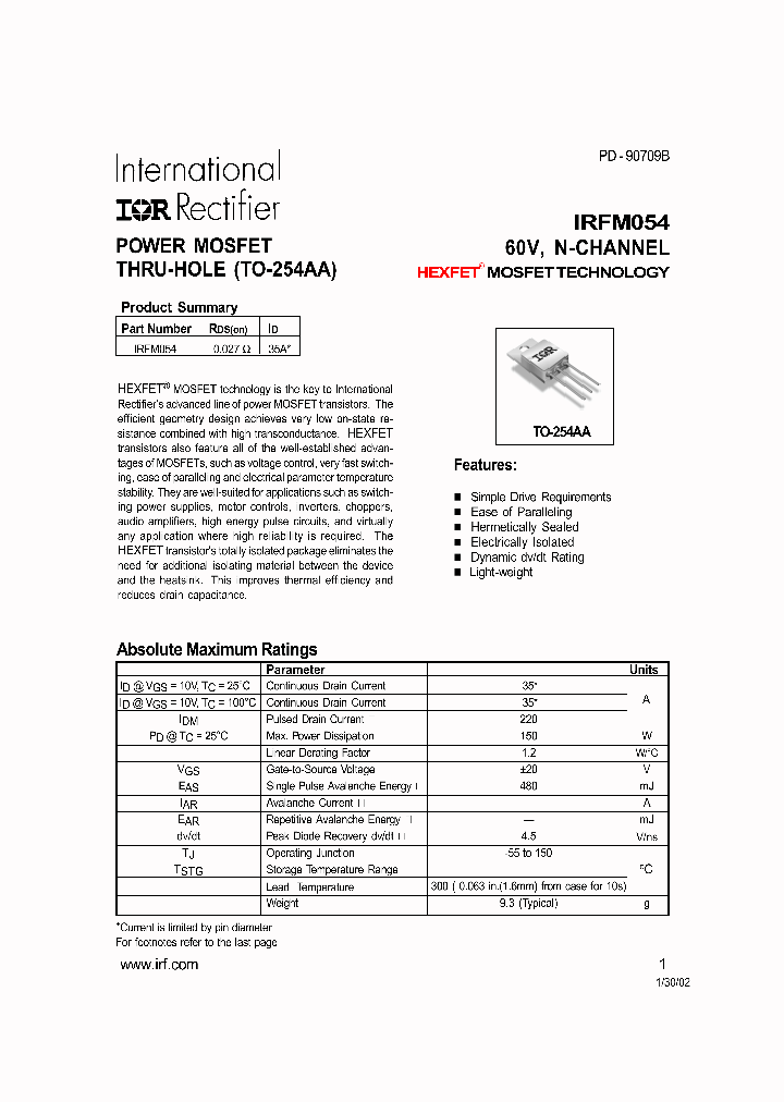 IRFM054_1255933.PDF Datasheet