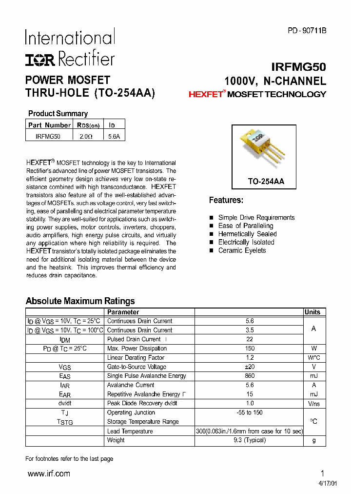 IRFMG50_1183694.PDF Datasheet