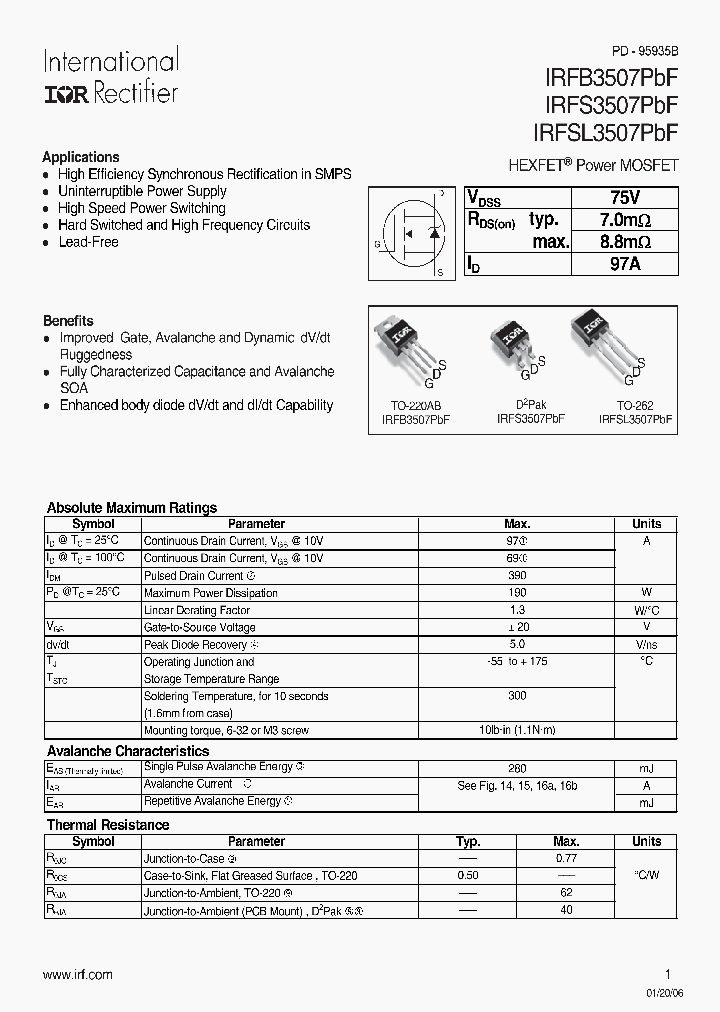 IRFS3507PBF_1066994.PDF Datasheet