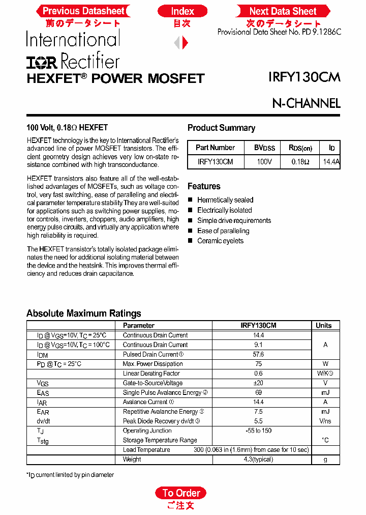 IRFY130CM_1256226.PDF Datasheet