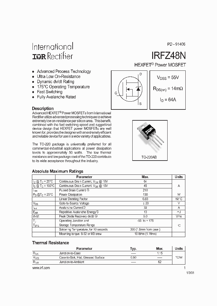 IRFZ48N_1256283.PDF Datasheet