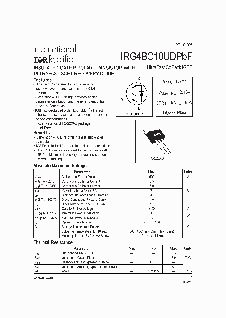 IRG4BC10UDPBF_1152969.PDF Datasheet