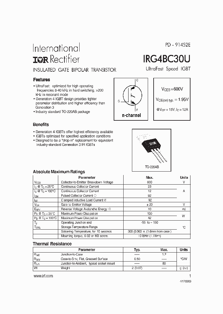 IRG4BC30U_1256326.PDF Datasheet