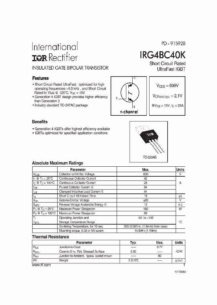 IRG4BC40K_1256333.PDF Datasheet