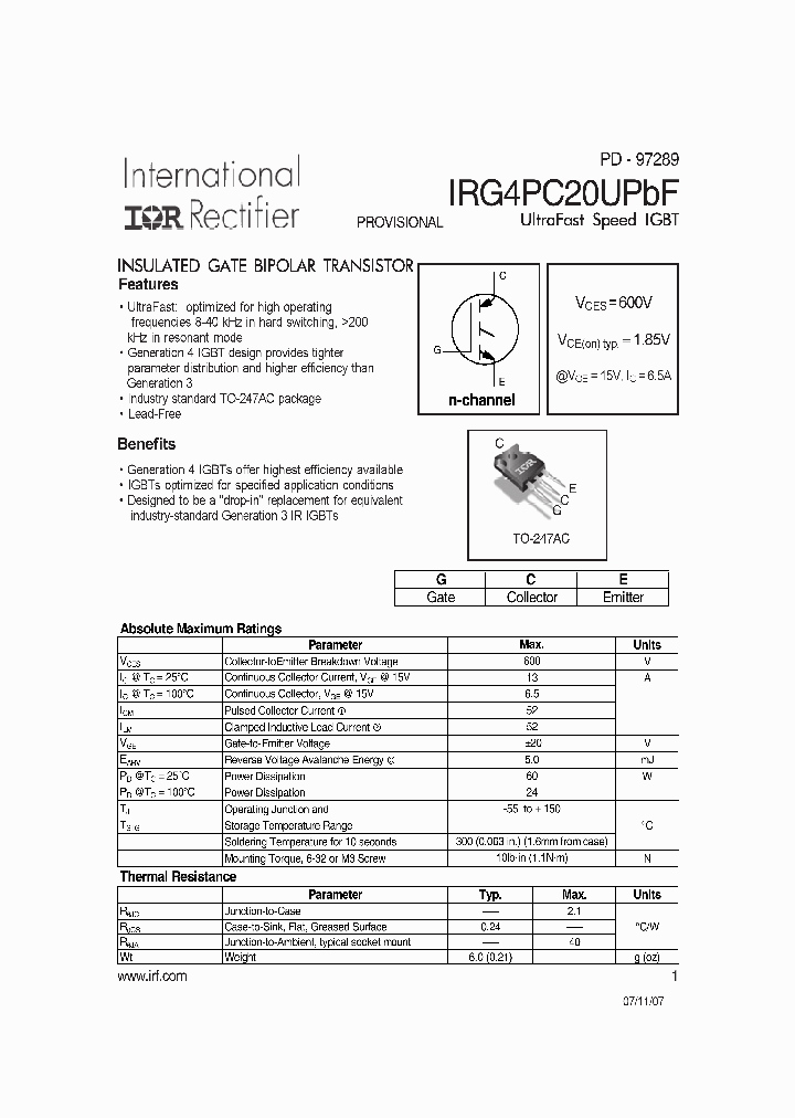 IRG4PC20UPBF_1109510.PDF Datasheet