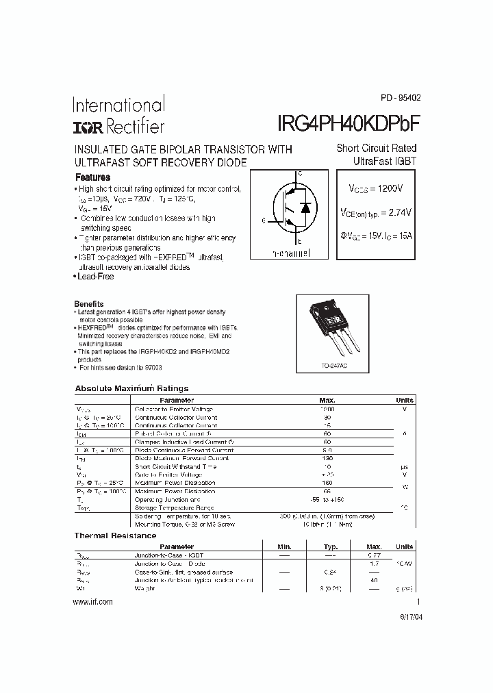 IRG4PH40KDPBF_1145837.PDF Datasheet