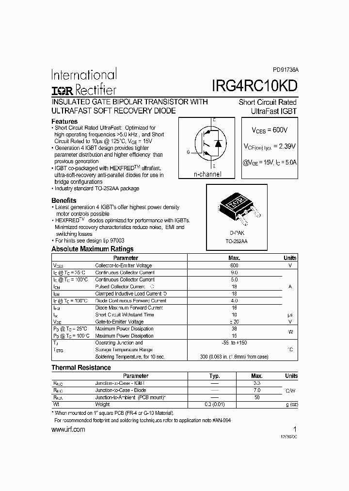 IRG4RC10KD_1256402.PDF Datasheet