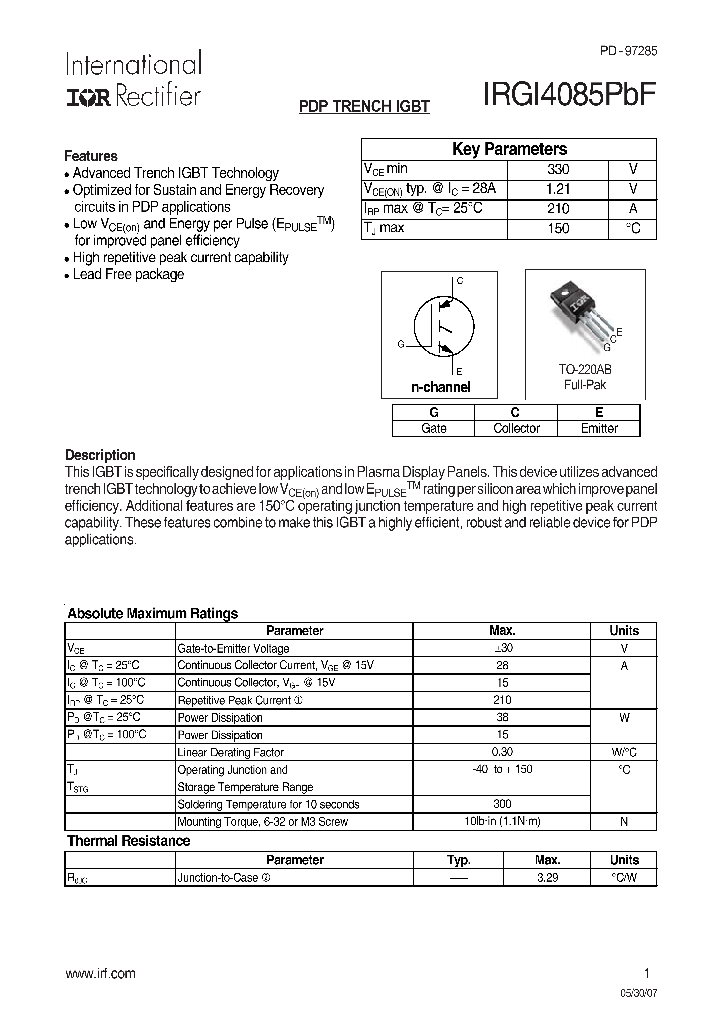 IRGI4085PBF_1256457.PDF Datasheet