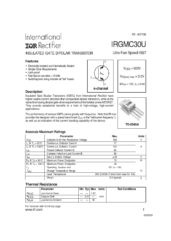 IRGMC30U_1256465.PDF Datasheet