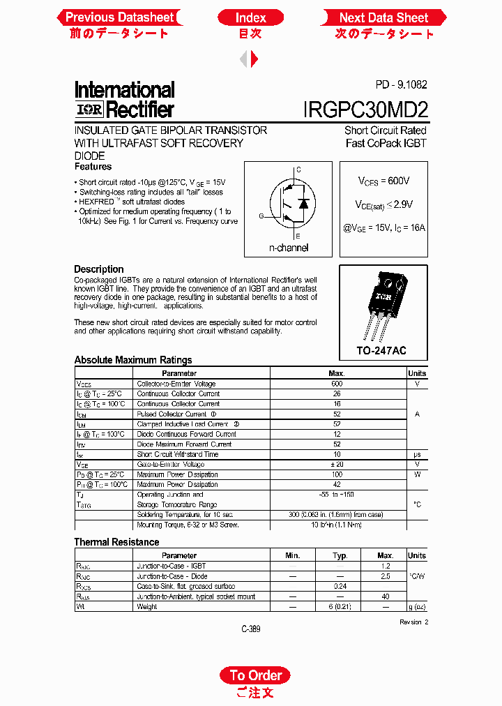 IRGPC30MD2_1256495.PDF Datasheet