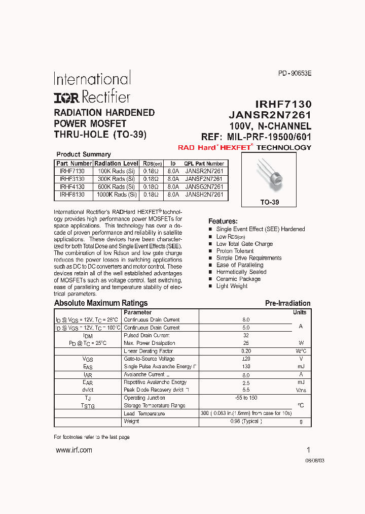 IRHF8130_1256562.PDF Datasheet