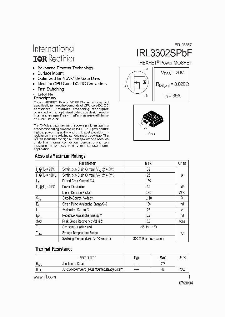 IRL3302SPBF_1256793.PDF Datasheet