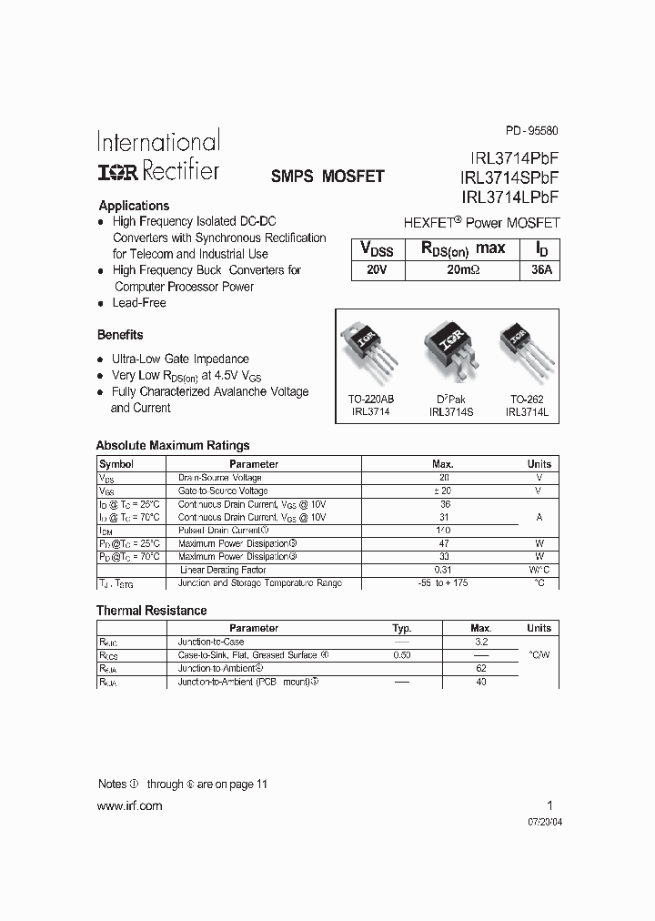 IRL3714LPBF_1184169.PDF Datasheet