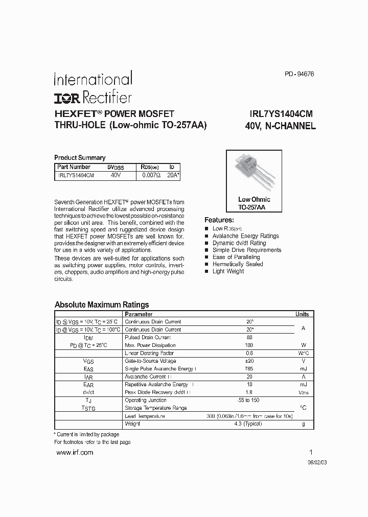 IRL7YS1404CM_1256836.PDF Datasheet