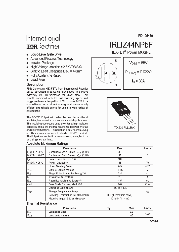 IRLIZ44NPBF_1256873.PDF Datasheet