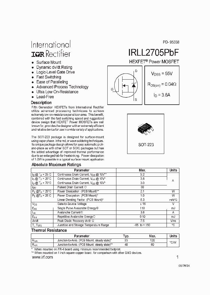 IRLL2705PBF_1142406.PDF Datasheet