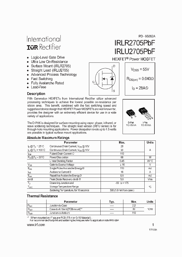 IRLU2705PBF_1256914.PDF Datasheet