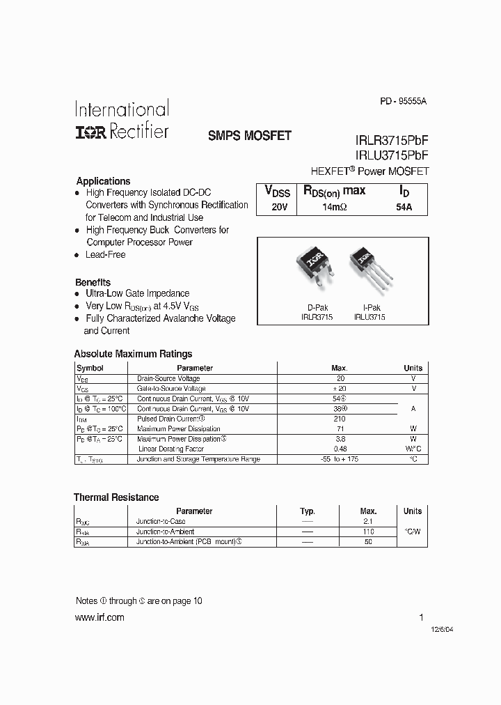 IRLU3715PBF_1256924.PDF Datasheet