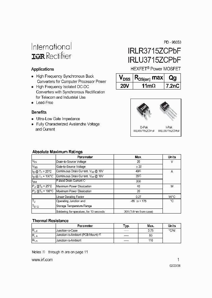 IRLU3715ZCPBF_1256926.PDF Datasheet