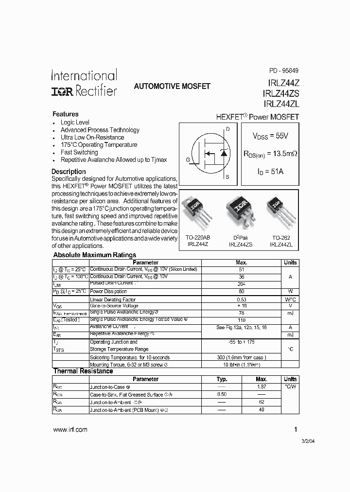 IRLZ44Z_702389.PDF Datasheet