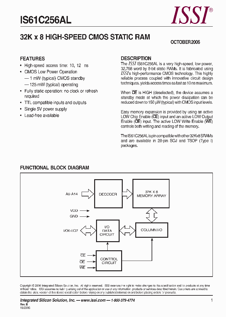 IS61C256AL06_1257180.PDF Datasheet