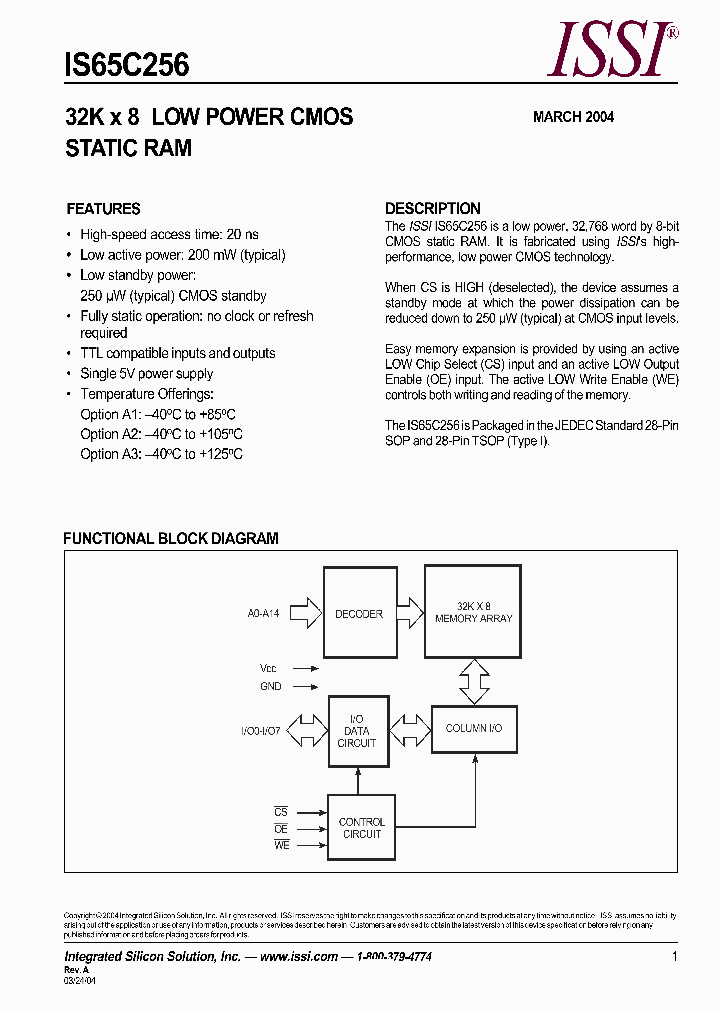 IS65C256_1257274.PDF Datasheet