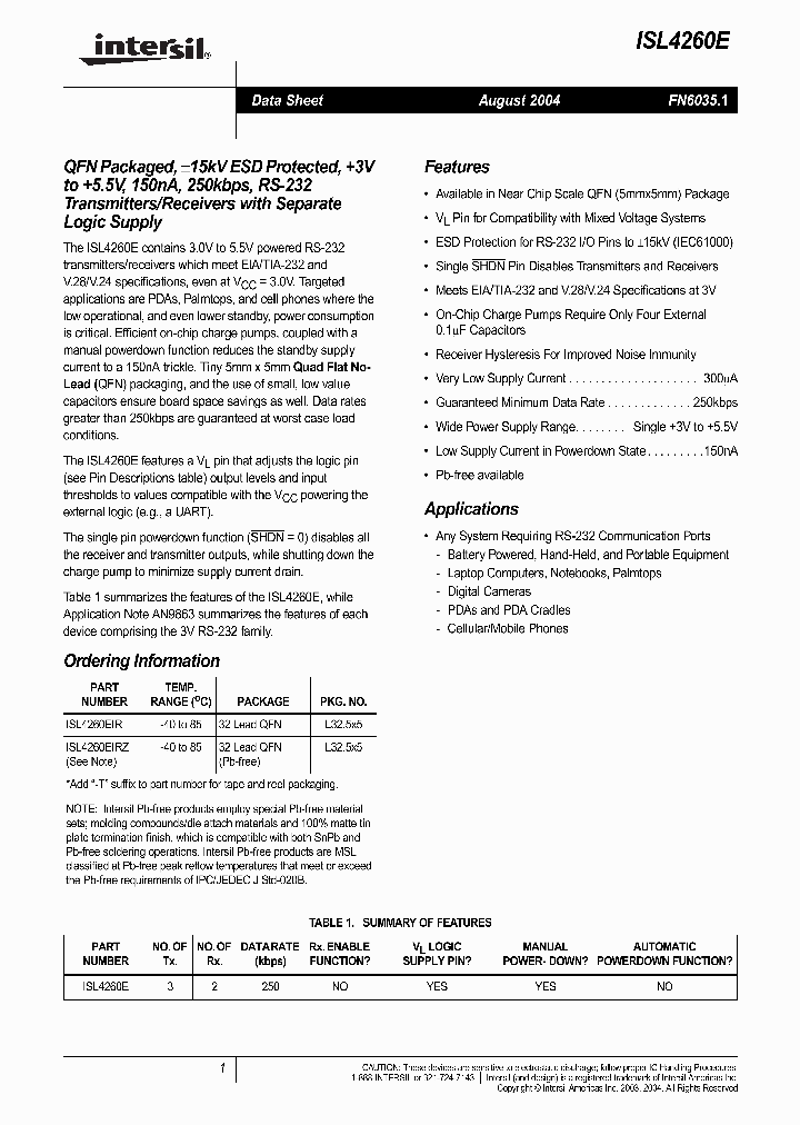ISL4260EIRZ_1257337.PDF Datasheet