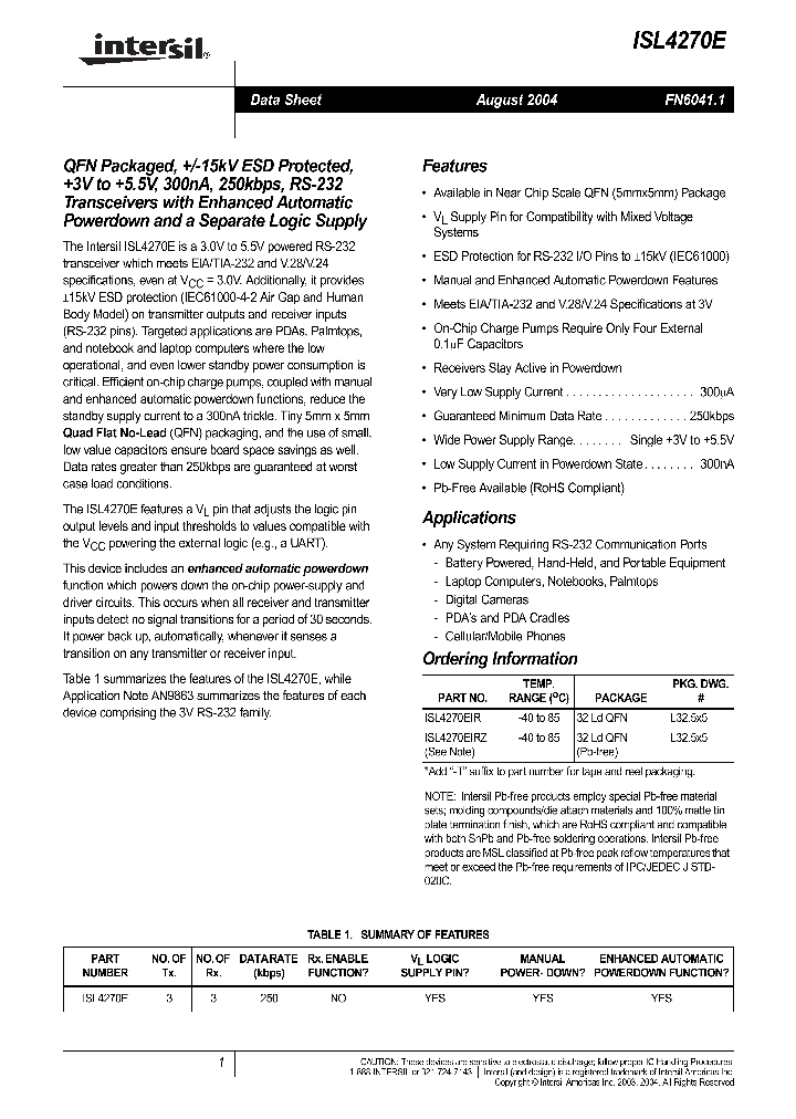 ISL4270EIRZ_1257338.PDF Datasheet
