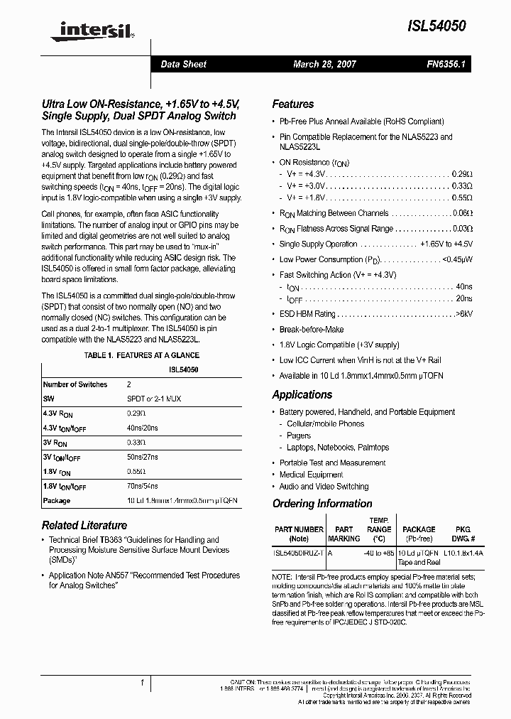 ISL54050IRUZ-T_711256.PDF Datasheet