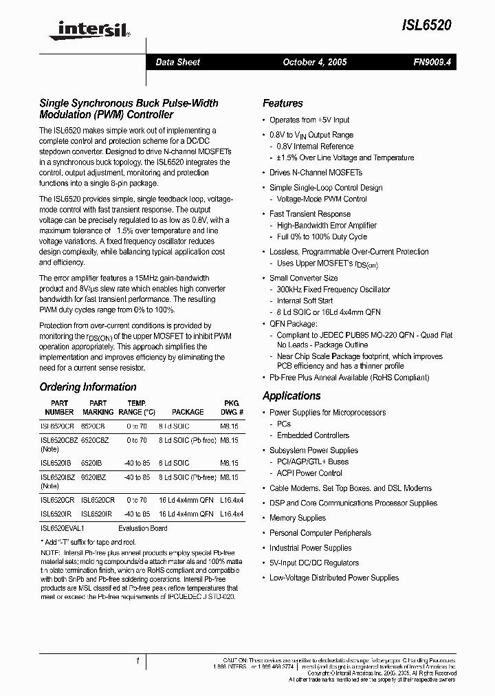 ISL6520CB_706345.PDF Datasheet