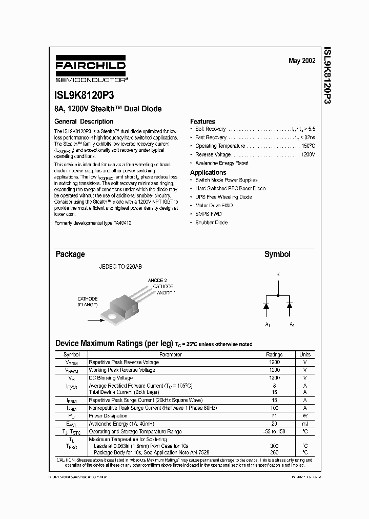 ISL9K8120P3_1257716.PDF Datasheet