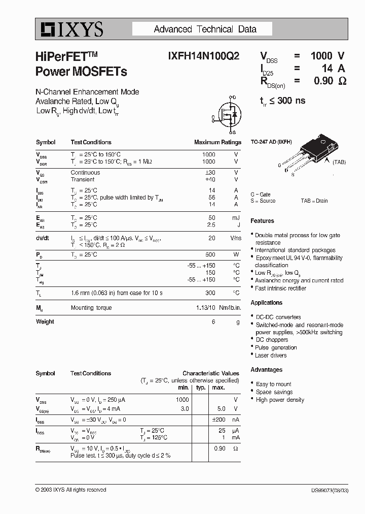 IXFH14N100Q2_1257974.PDF Datasheet