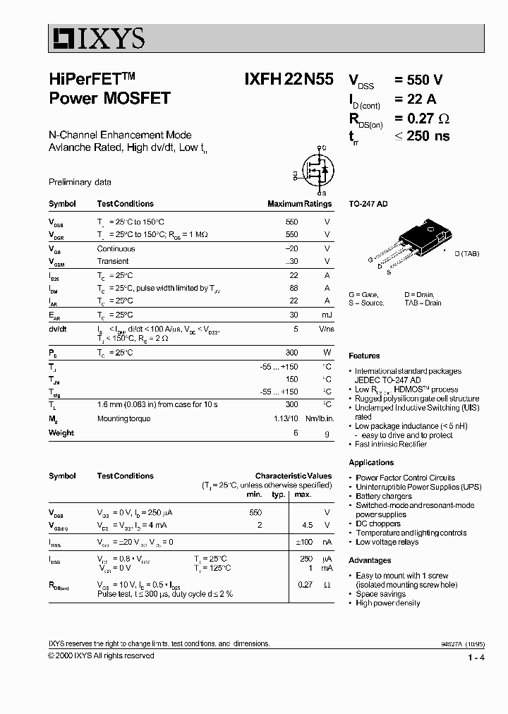 IXFH22N55_1257976.PDF Datasheet