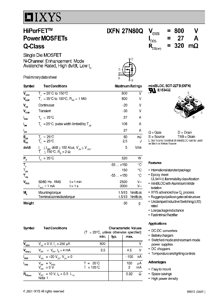 IXFN27N80Q_1258016.PDF Datasheet