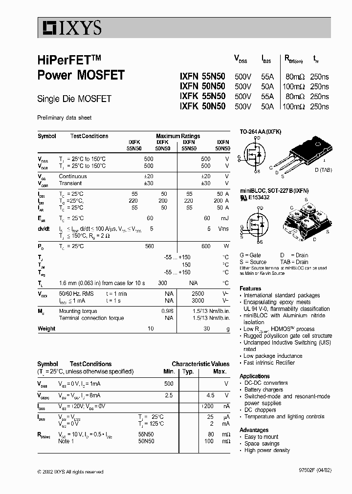 IXFN55N50_1258029.PDF Datasheet
