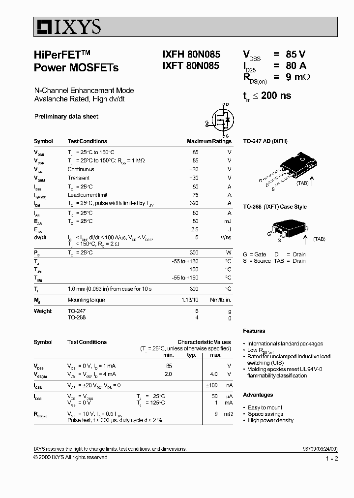 IXFT80N085_1258079.PDF Datasheet