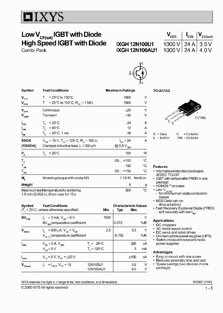 IXGH12N100U1_1258115.PDF Datasheet