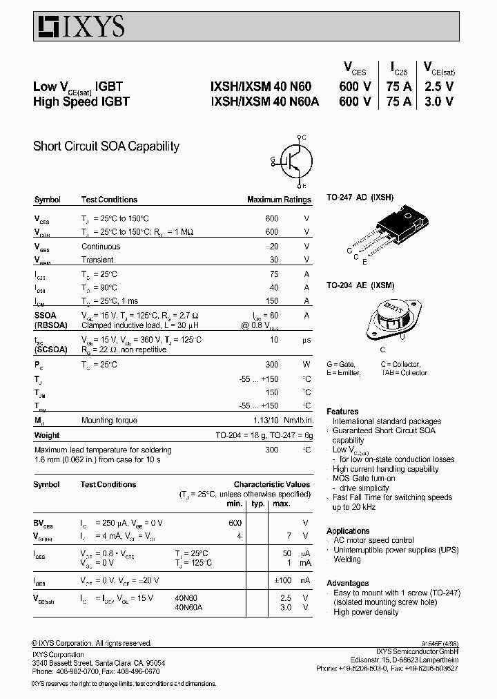 IXSM40N60_1015726.PDF Datasheet