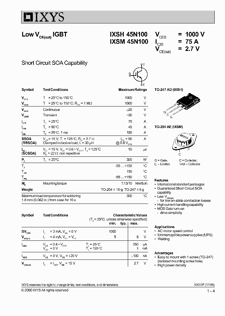 IXSM45N100_1258228.PDF Datasheet